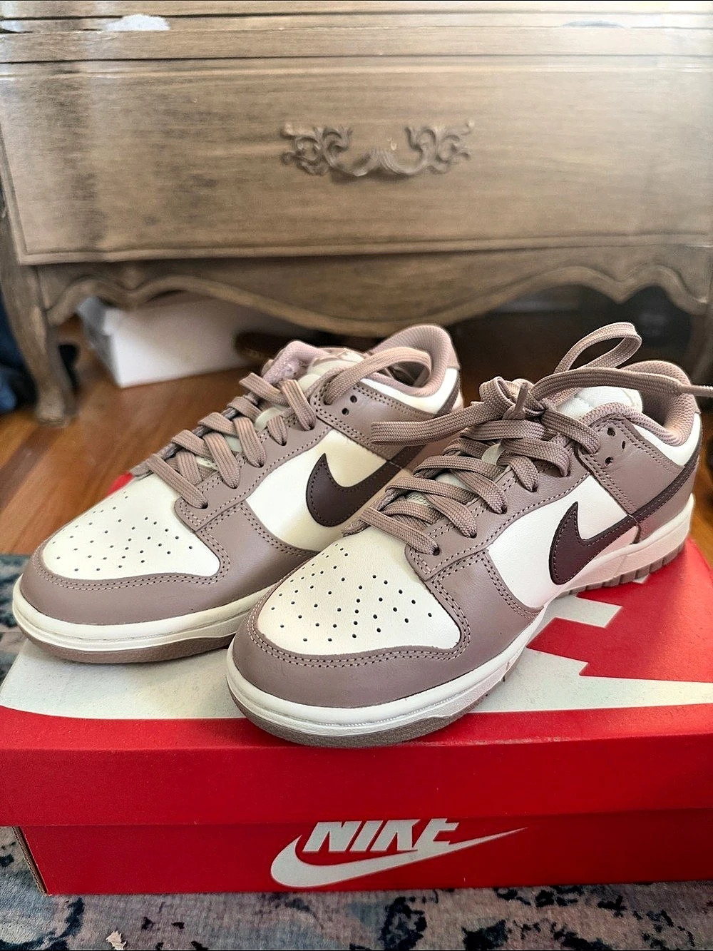 Nike Dunk Low Sneakers in brown & White US 7.5 Brand New